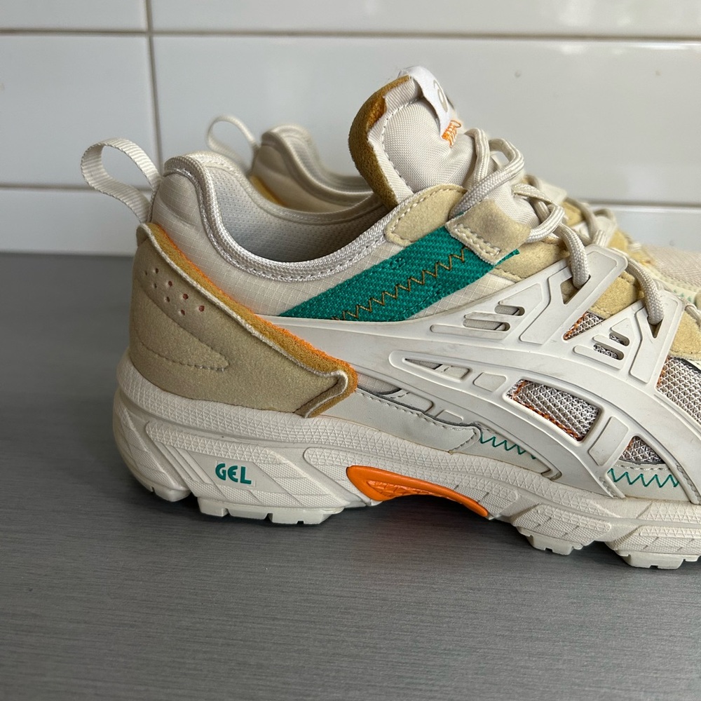 Asics Women's Cream Green Orange Trail Sneakers - Picture 2 of 8